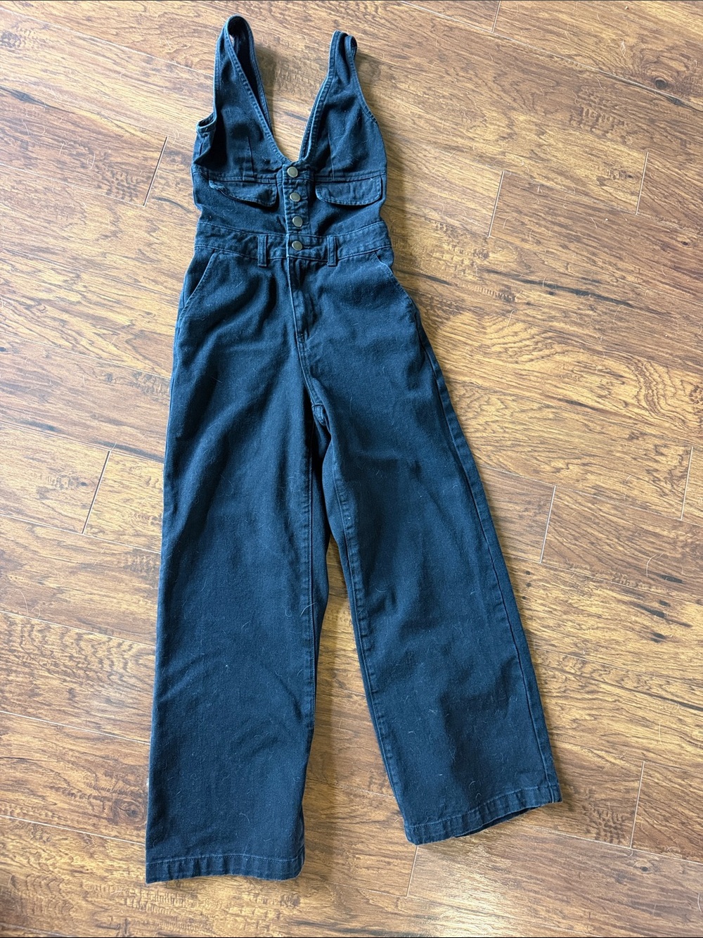 Cider Black Deep V Wide-Leg Jumpsuit